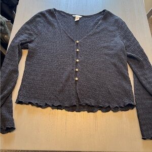 H&M Black Textured Knit top with gold detail
